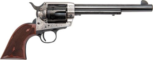 CIMARRON FRONTIER 45LC PW FS – 7.5″ ENGRAVED SILVER/BL WAL