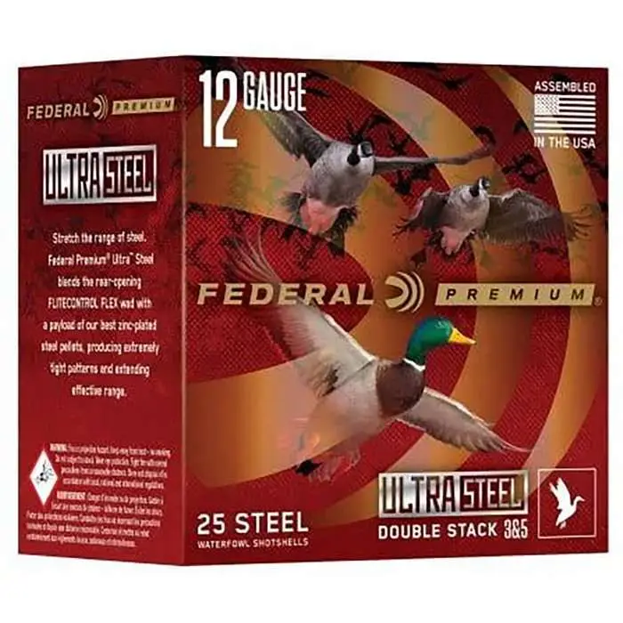 FEDERAL 12GA 3” 1 1/4OZ BB & 2  1450 FPS “ULTRA STEEL” 25 RD/BX 10 BX/CS