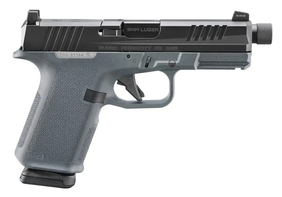 RUGER RXM THREADED 9MM PISTOL 4.5″ BBL STEALTH GRAY MAGPUL EHG, O.R. 2-15RD MAGS