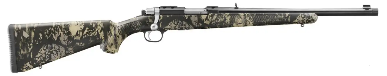 RUGER 77/44 44 MAG BOLT RIFLE, 16.6″ BLUED T.B. BBL, KRYPTEK NOX CAMO, 4RD