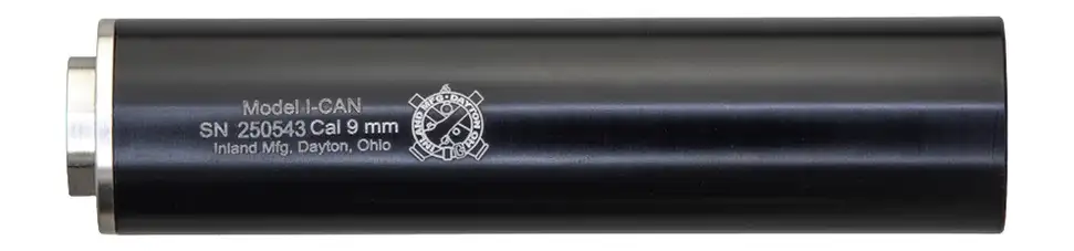 INLAND I-CAN 6″ Aluminum Black Type III Anodized Black .45 Suppressor, .578×28 direct thread base
