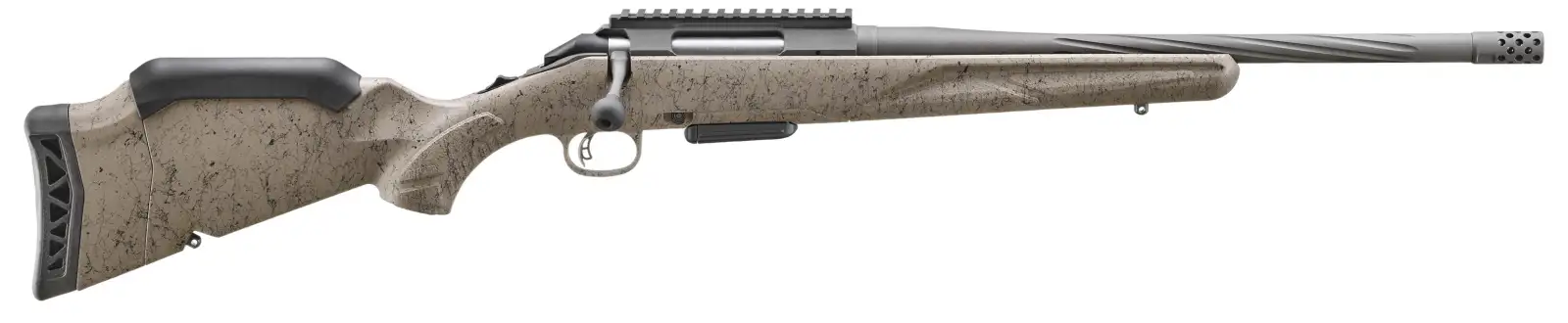 RUGER AMERICAN G2 RANCH 350 LEGEND 16.4″ SPIRAL FLTD T.B. FDE SPLTR 5RD FLUSH FIT MAG