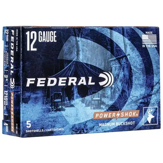 FEDERAL 12GA 3″ MAG. 41 PELLETS-4 BUCK 5 RD/BX 50 BX/CS