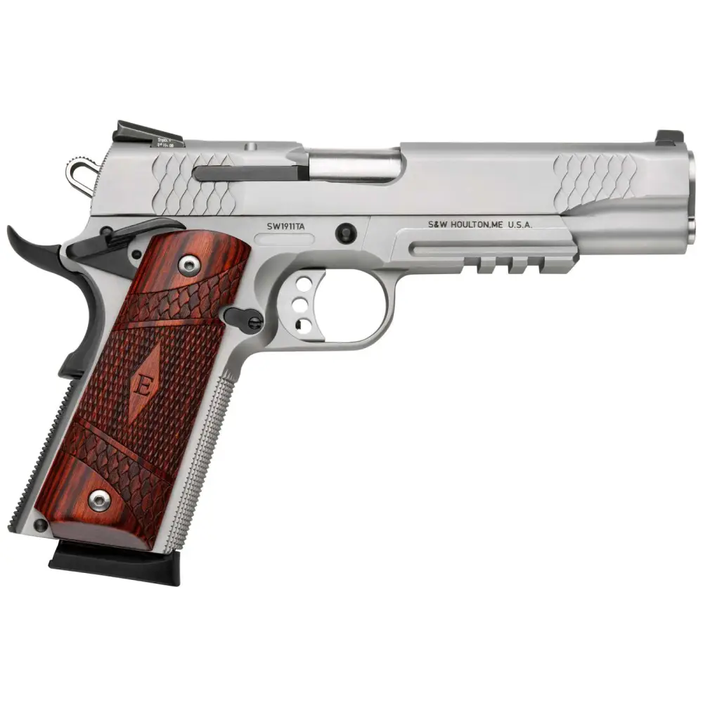 SMITH & WSSON 1911 E SERIES S/S 45ACP 5″ 8RD TCTL RAIL