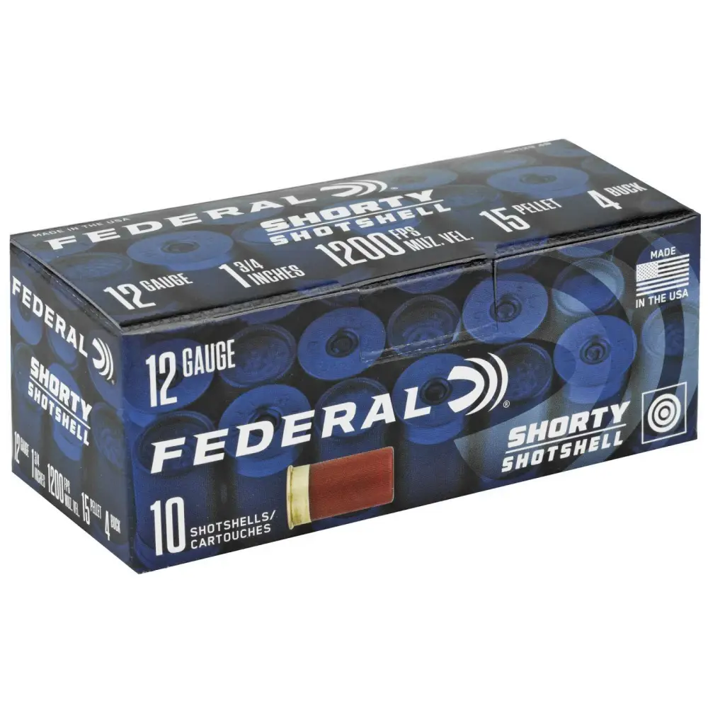 FEDERAL 12GA 1 3/4″ 4 BUCK SHORTY SHOTSHELL  10 RD/BX 10 BX/CS