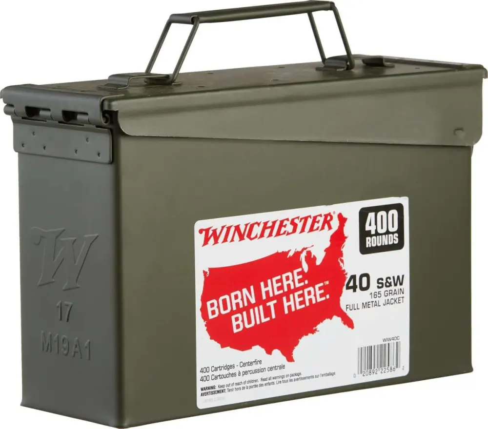 WINCHESTER USA 40SW 165GR FMJ AMMO CAN 400RDS