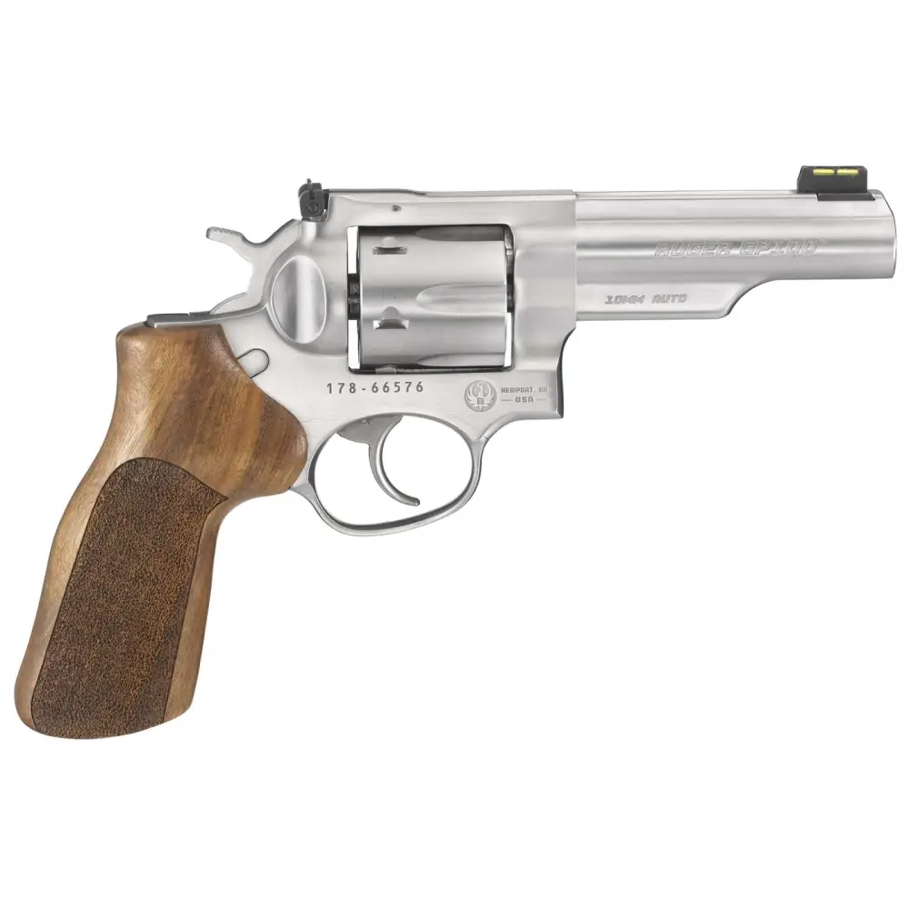 RUGER GP100 MTCH CHMP 10MM REV 4.2″ STS HGE WD GRP FO ADJ SGHT