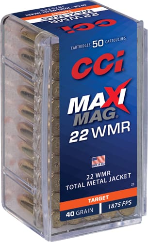 CCI MAXI-MAG 22WMR 40GR FMJ – SOLID 1875FPS 50RD 40BX/CS
