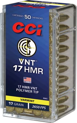 CCI VNT 17HMR 17GR VARMINT – TIPPED 2650FPS  50RD 40BX/CS