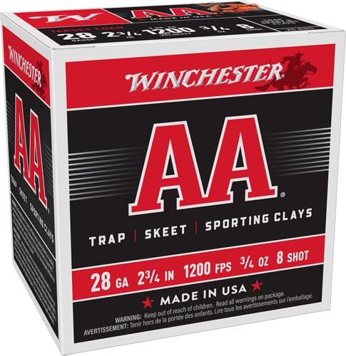 WINCHESTER AA 28GA 2.75″ 3/4OZ – #8 1200FPS 250RD CASE LOT