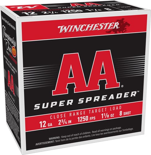 WINCHESTER AA 12GA 2.75″ 1-1/8 – SPREADER #8 1250FPS 250RD CASE