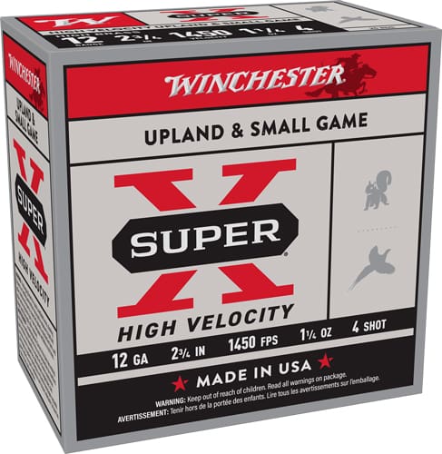 WINCHESTER SUPER-X 12GA 2.75″ – 1-1/4OZ #4 1450FPS 25RD 10BX/C