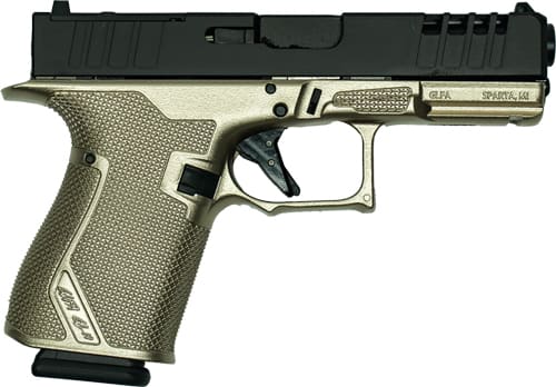 GLFA 19 STRIKER 9MM 4″ 15 SHOT – BLACK SLIDE PLATINUM FRAME