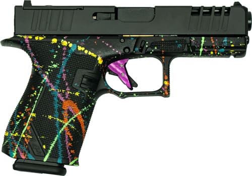 GLFA 19 STRIKER 9MM 4″ 15 SHOT – BLK SLIDE SPLATTER BLACK FRAME