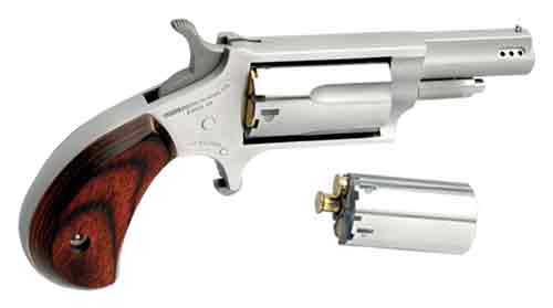 NAA MINI-REVOLVER COMBO 1-5/8″ – 22LR/22WMR S/S PORTED WOOD