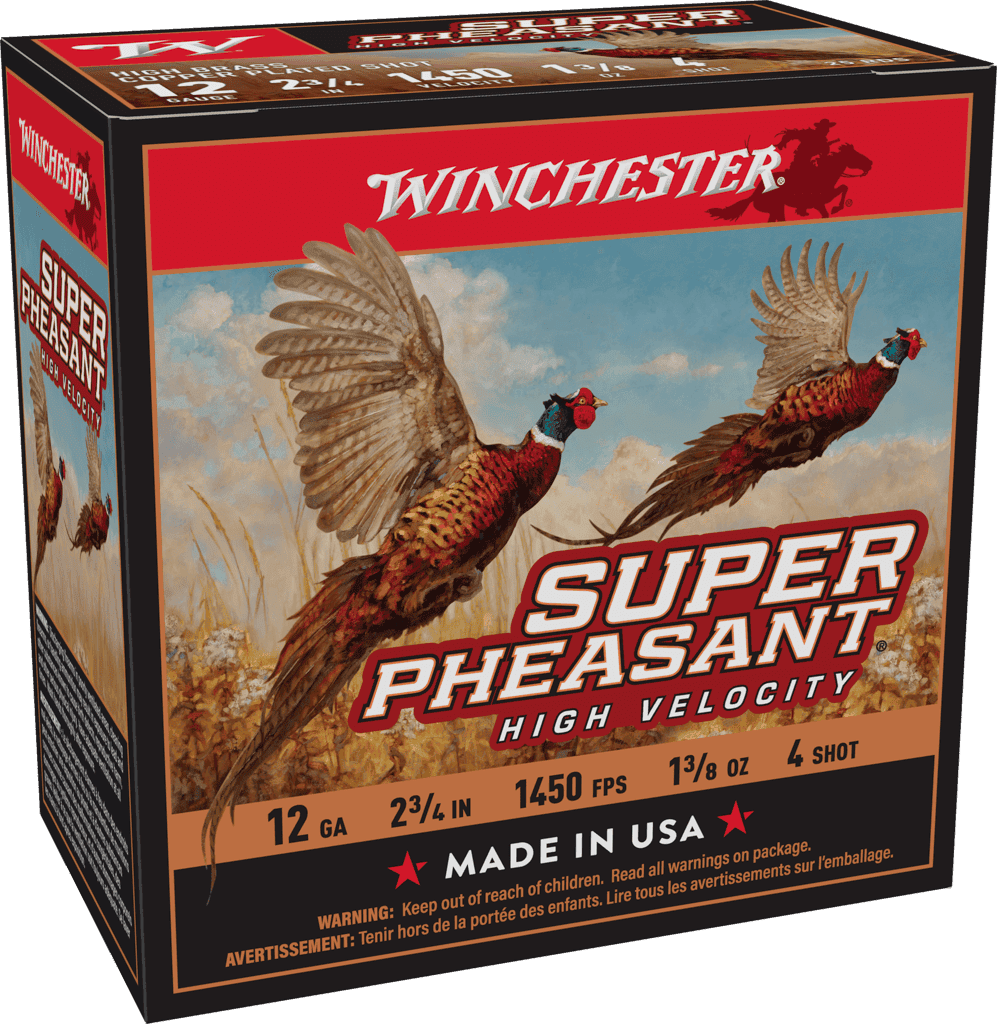 WINCHESTER SUPER PHEASANT HV 12GA 2-3/4″ 1-3/8OZ #4 25RD BOX 250RD CASE