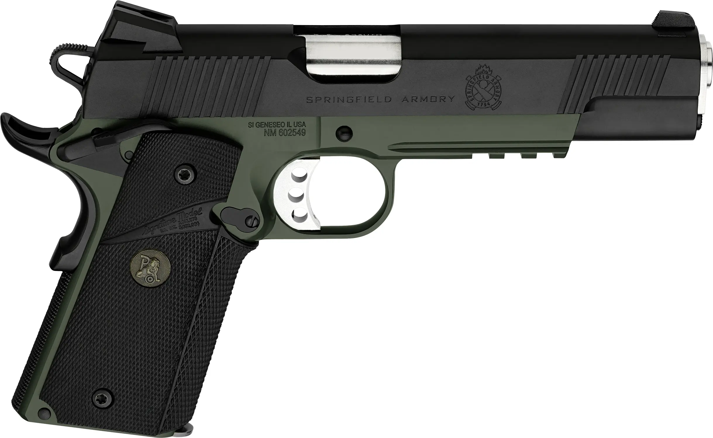 SPRINGFIELD ARMORY 1911 LOADED OPERATOR/MARINE CORP 45ACP, 5″ ODG, 2-7RD