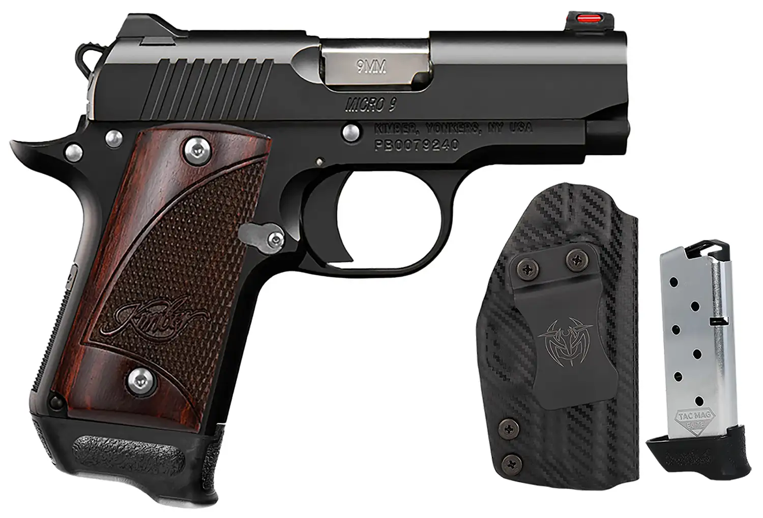 KIMBER MICRO 9 BLACK ROSEWOOD RTC-K BUNDLE PISTOL HOLSTER, 2-7RD MAGS