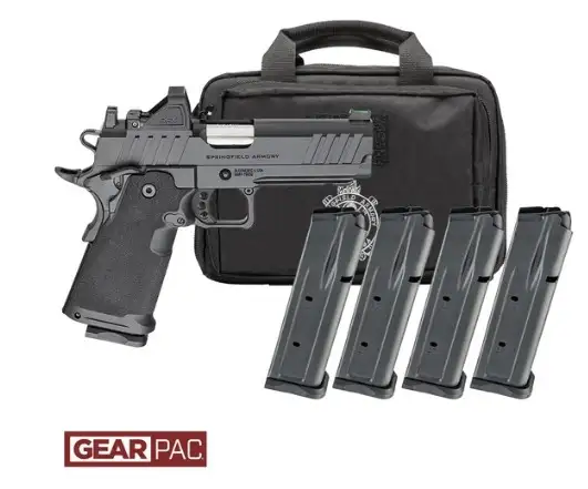 SPRINGFIELD ARMORY 1911 DS PRODIGY AOS 4.25″ COMPACT U NOTCH W/ TRITIUM VIRIDIAN RFX11,BAG,4MAGS