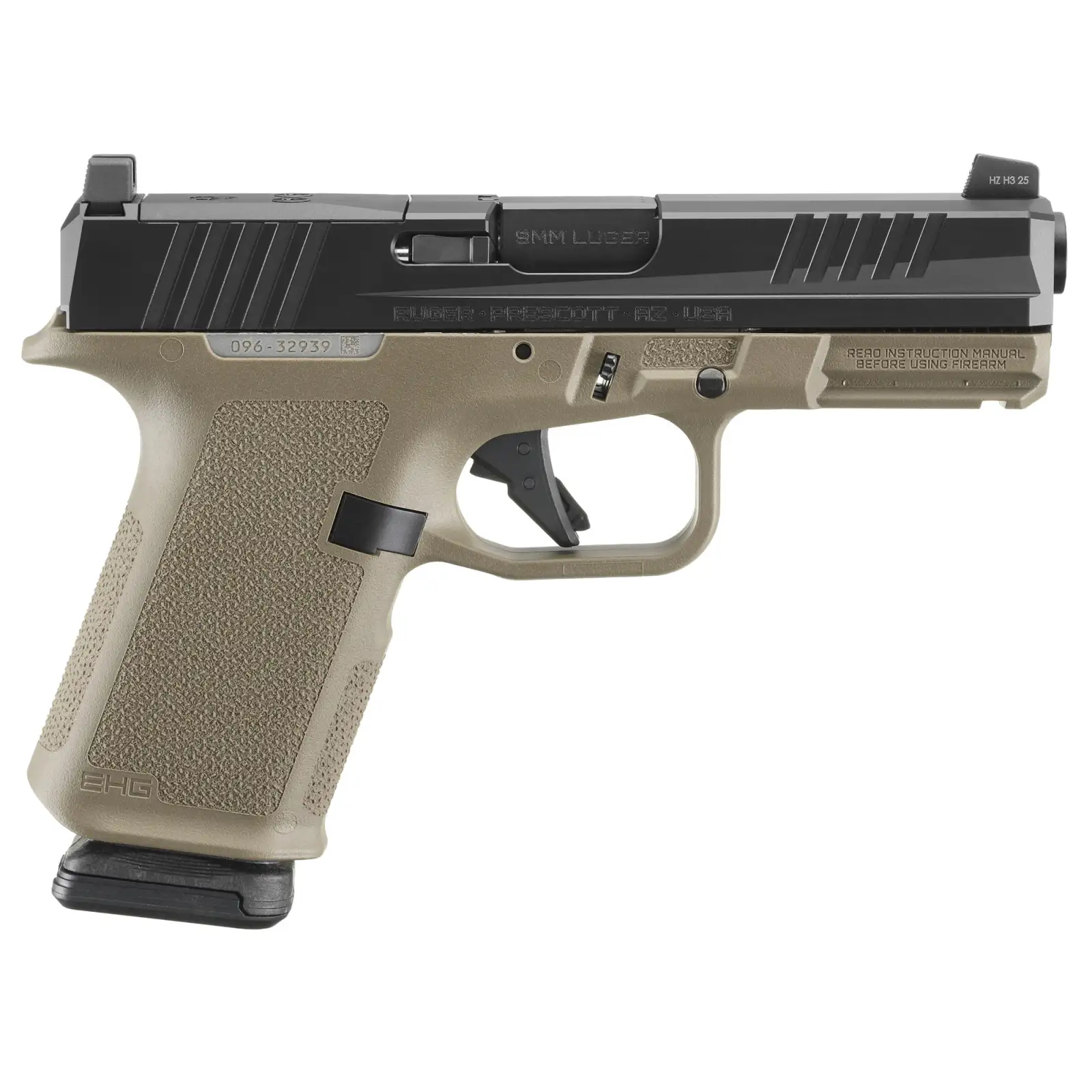 RUGER RXM 9MM PISTOL 4″ BBL FDE MAGPUL EHG, O.R. 2-15RD MAGS