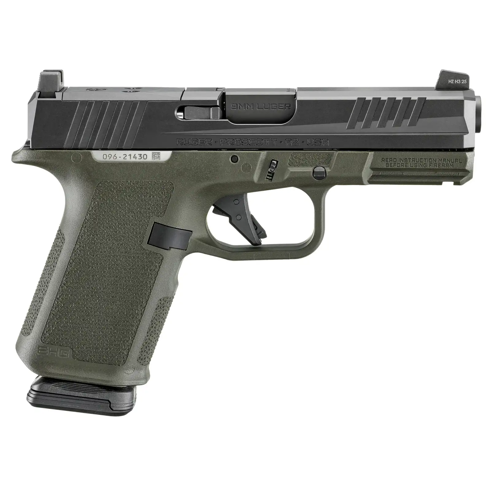 RUGER RXM 9MM PISTOL 4″ BBL ODG MAGPUL EHG, O.R. 2-15RD MAGS