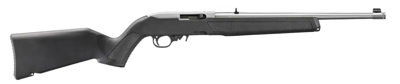 RUGER 10/22 22LR RIFLE 16.4″ THREADED, BLACK POLYMER/STAINLESS, MLOK SLOTS 1-10RD MAG