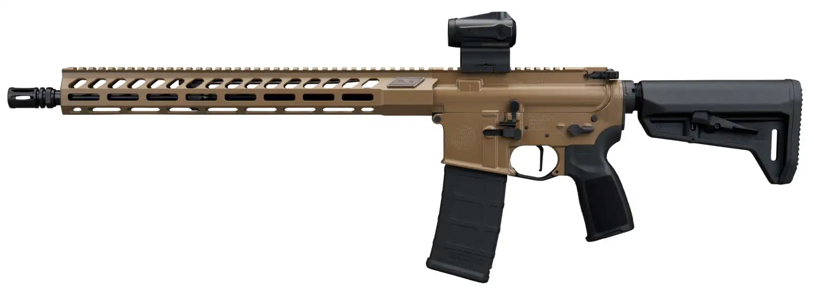SIG SAUER M400 FORGE 5.56 RIFLE 16.5″ BBL, FDE, ROMEO MSR G2, TELESTOCK 1-30RD MAG