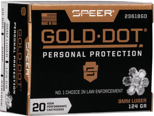 SPEER GOLD DOT 9MM LUGER – 124GR GDHP 20RD 10BX/CS