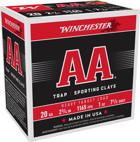 WINCHESTER AA 20GA 2.75″ 1OZ – #7.5 1165FPS 250RD  CASE LOT