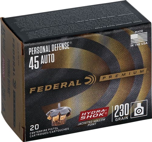FEDERAL PREMIUM 45 ACP 230GR – HYDRA-SHOK JHP 20RD 25BX/CS