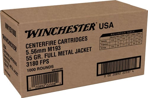 WINCHESTER USA 5.56X45 55GR – FMJ 1000RD CASE LOT