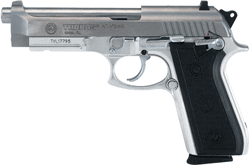 TAURUS 92 9MM 5″ FS 17-SHOT – STAINLESS CHECKERED RUBBER