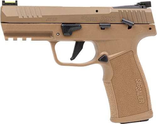 SIG P322 22LR 4″ FIBER OPTIC – OPT RDY SAO (2)20RD COYOTE