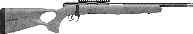 SAVAGE B22 22WMR TIMBERLITE – THUMBHOLE 18″ CF 10RD GRY WOOD