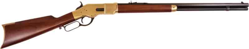 CIMARRON 1866 YELLOWBOY 45LC – 24″ OCTAGON BRASS/BLUED WALNUT