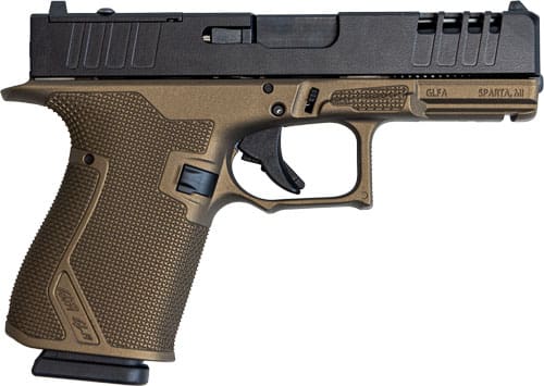 GLFA 19 STRIKER 9MM 4″ 15 SHOT – BLACK SLIDE BRONZE FRAME