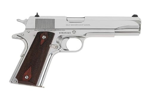 COLT GOVERNMENT 1911 38 SUPER – 5″ 9RD BRIGHT STAINLESS ROSEWD