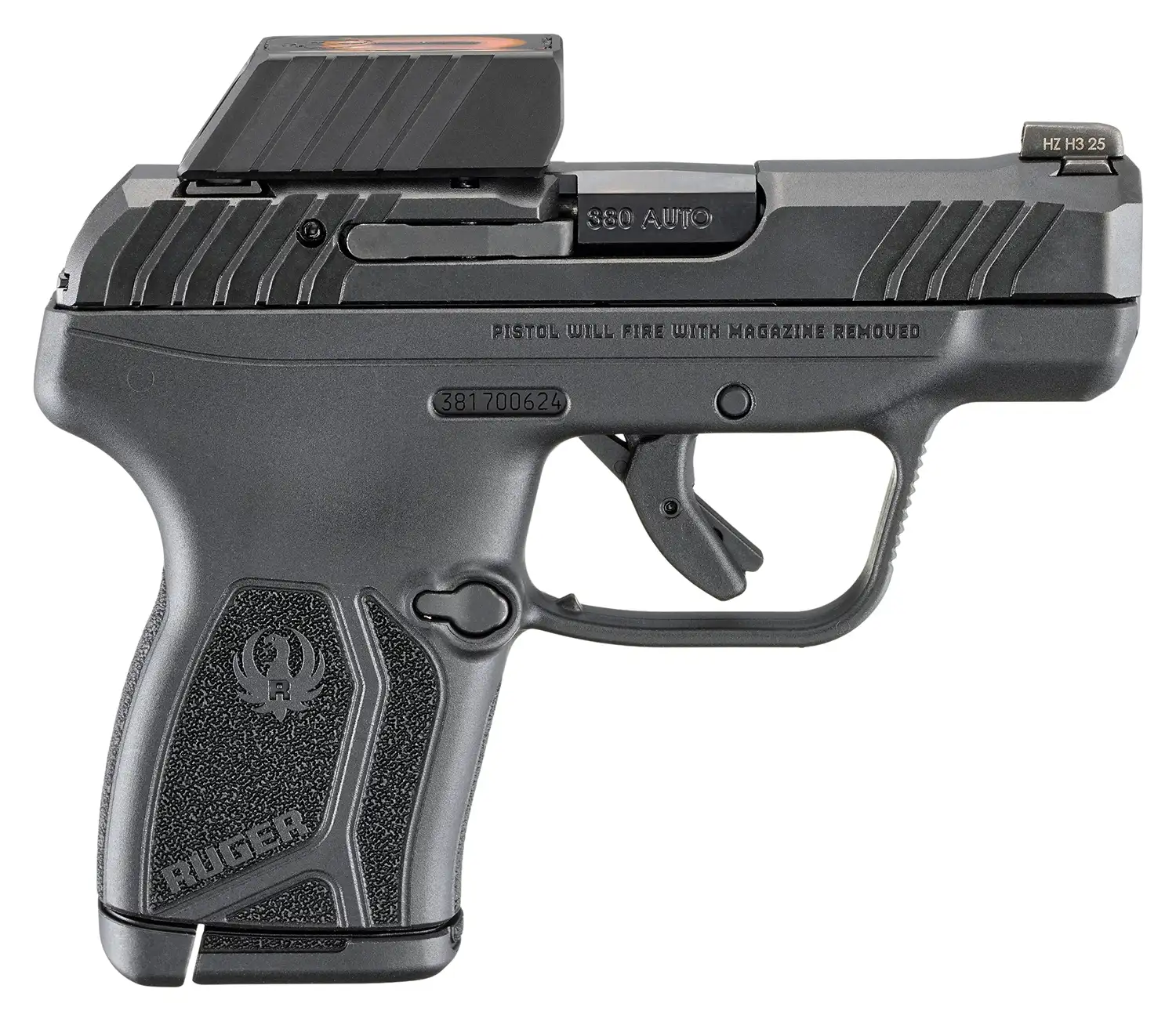 RUGER LCP MAX RUGER READY DOT 380ACP PISTOL 2.8″ BLACK 1-10RD MAG