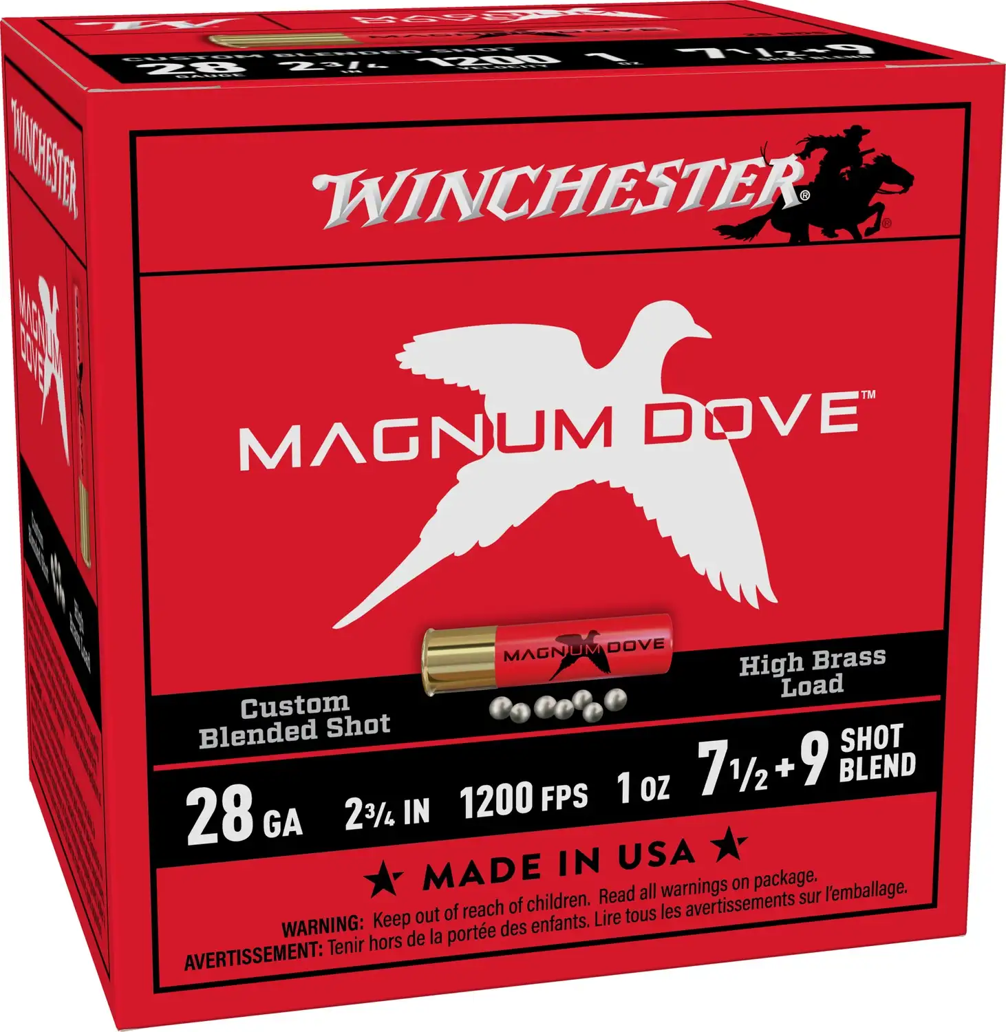 WINCHESTER 28 GA 2-3/4″ 7.5&9 MAGNUM DOVE 1 OZ 25RD/BX 10BX/CS