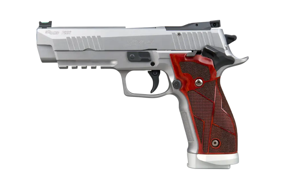 SIG SAUER P226 X5 CUSTOM WORKS STAINLESS 9MM PISTOL SAO, WOOD GRIPS 3-10RD MAGS