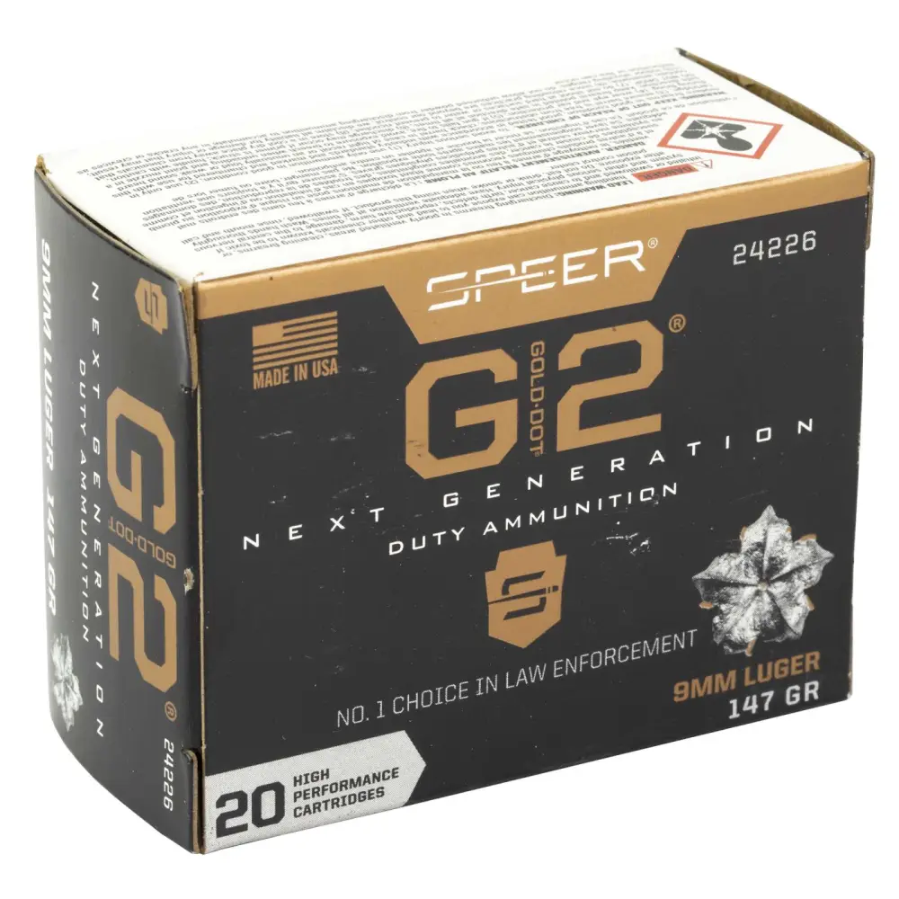 SPEER 9MM LUGER 147GR GOLD DOT G2 20 RD/BX 10 BX/CS