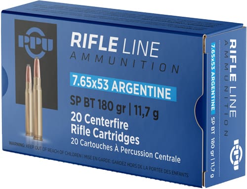 PPU 7.65X53 ARGENTINE MAUSER – 180GR JSP 20RD 10BX/CS