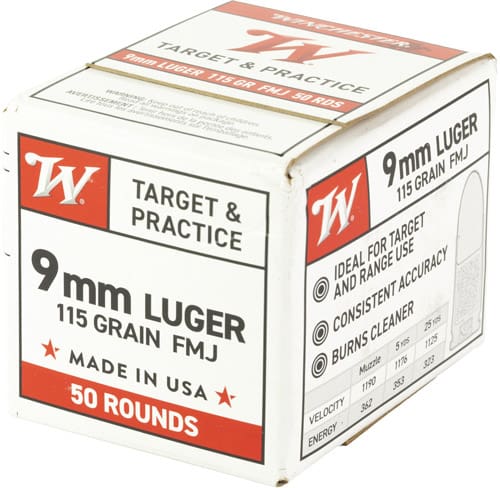 WINCHESTER USA 9MM LUGER – 115GR FMJ 50RD 20BX/CS