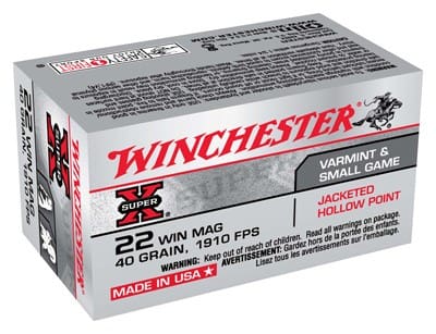 WINCHESTER SUPER-X 22WMR 40GR – JHP 1910FPS 50RD 40BX/CS