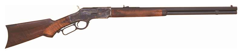 CIMARRON 1873 DELUXE 45LC – 24″ OCTAGON CC/BLUED PG WALNUT