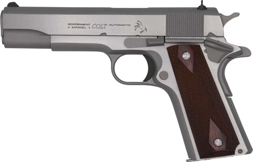 COLT GOVERNMENT 1911 45ACP 5″ – 7RD STAINLESS ROSEWOOD