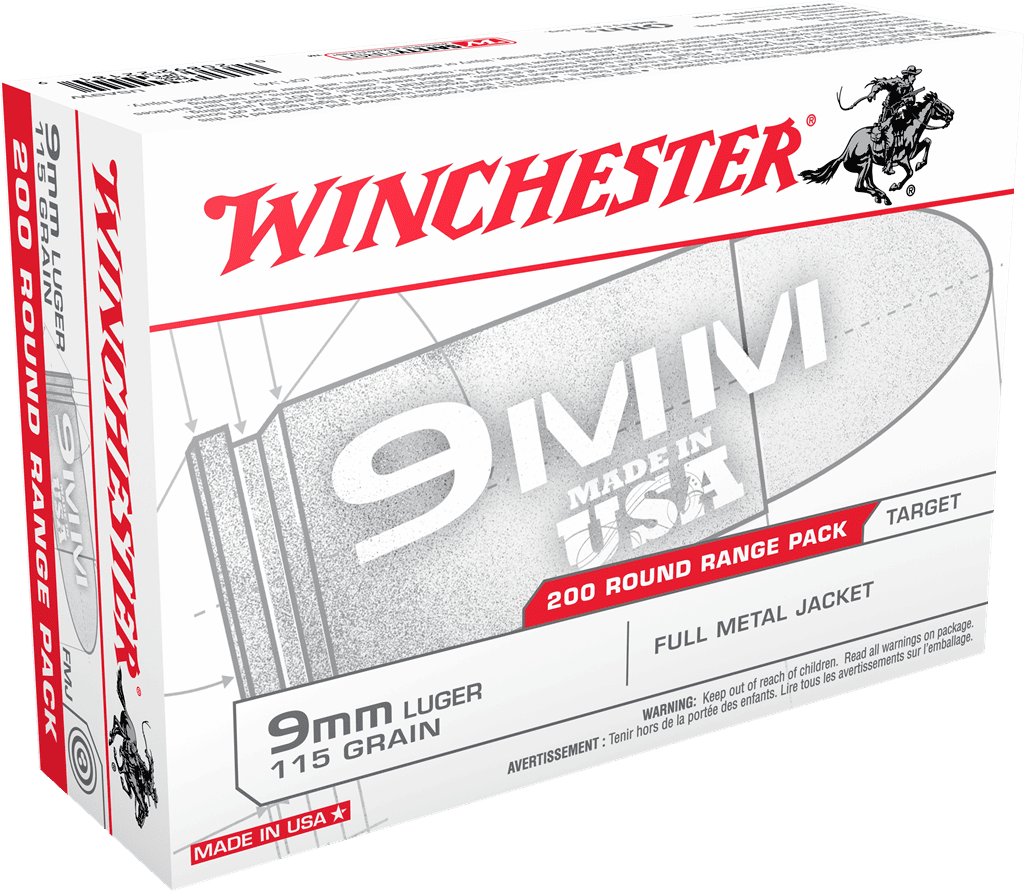 WINCHESTER USA 9MM 115GR FMJ 200RD BOX 1000RD CASE