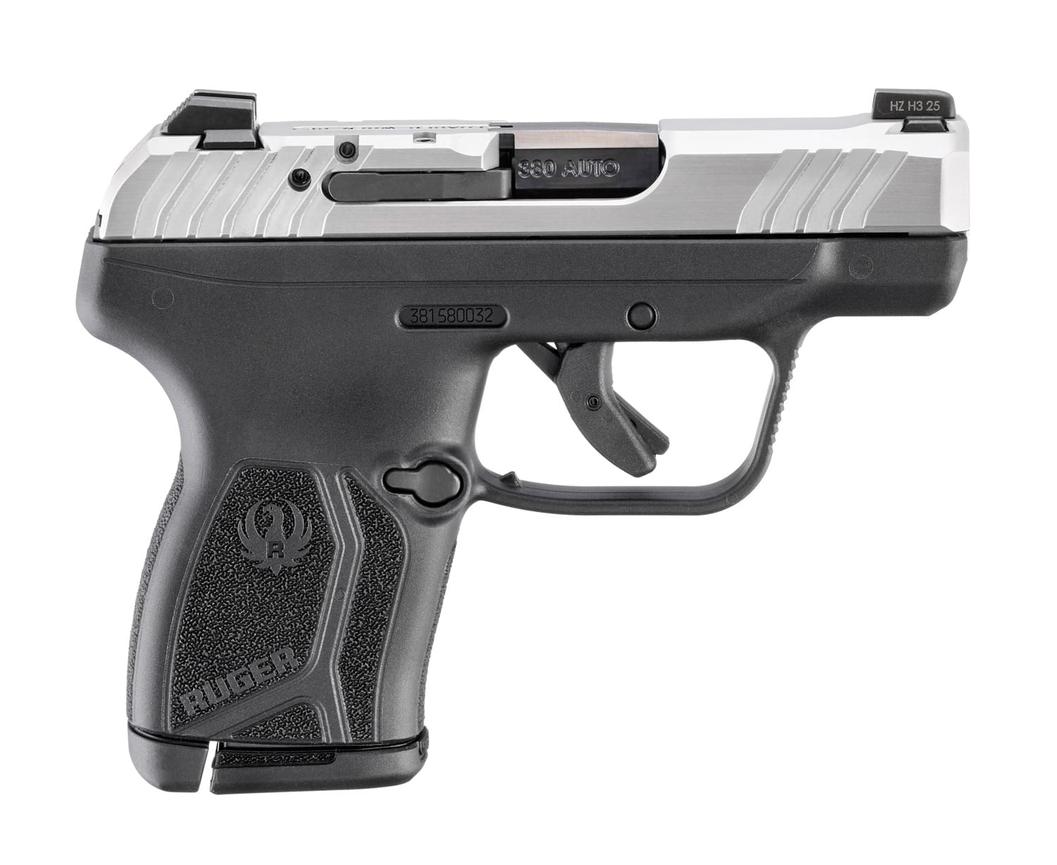 RUGER LCP MAX 380ACP 2.8″ BBL, STAINLESS/BLACK LOADED CHAMBER INDICATOR 1-10RD MAG