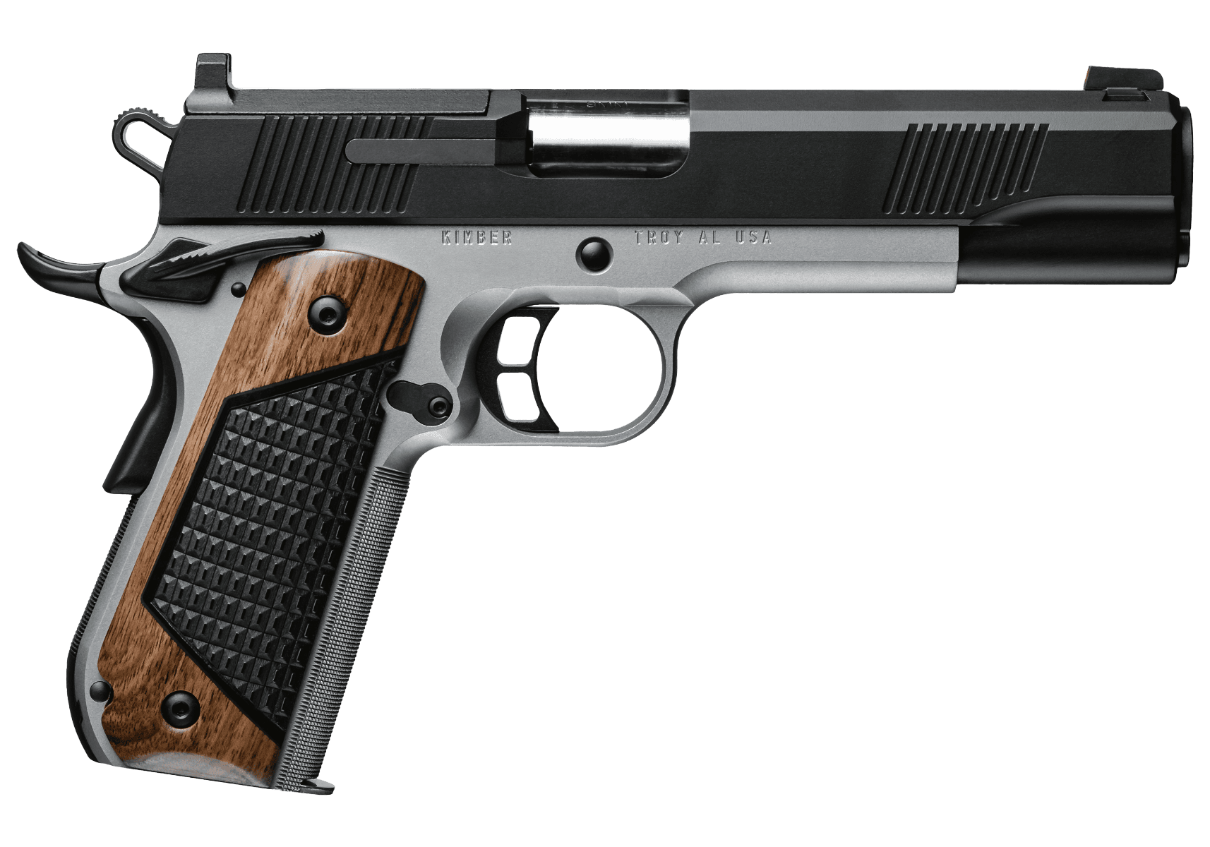 KIMBER CUSTOM 1911 NEXT GENERATION 45ACP PISTOL 5″ TWO TONE, O.R.BLK WALNUT/G10 GRIPS 2-7RD MAGS