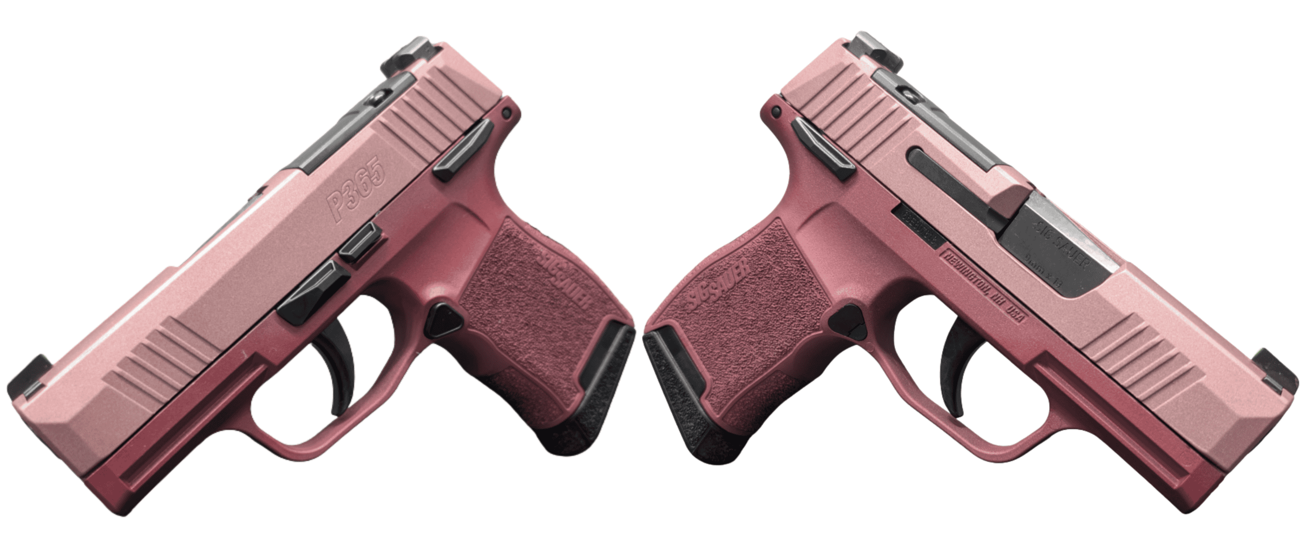 SIG SAUER P365 CRANBERRY BLUSH TWO TONE 9MM PSTL 3.10″ BLK O.R.  2-10RD MAGS MANUAL SAFETY